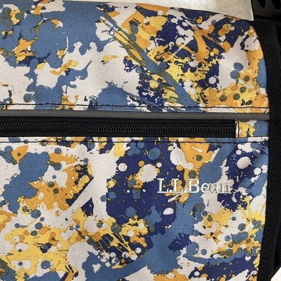 L.L. Bean Black Polyester Laptop Computer Messenger crossbody Bag paint splatter - Picture 4 of 16